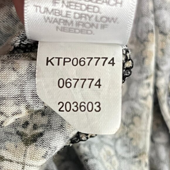 J Jill Size Top 4X 3/4 Sleeve Shirt Micro Flowers Pina Cotton Blend Relaxed Fit - Picture 7 of 9